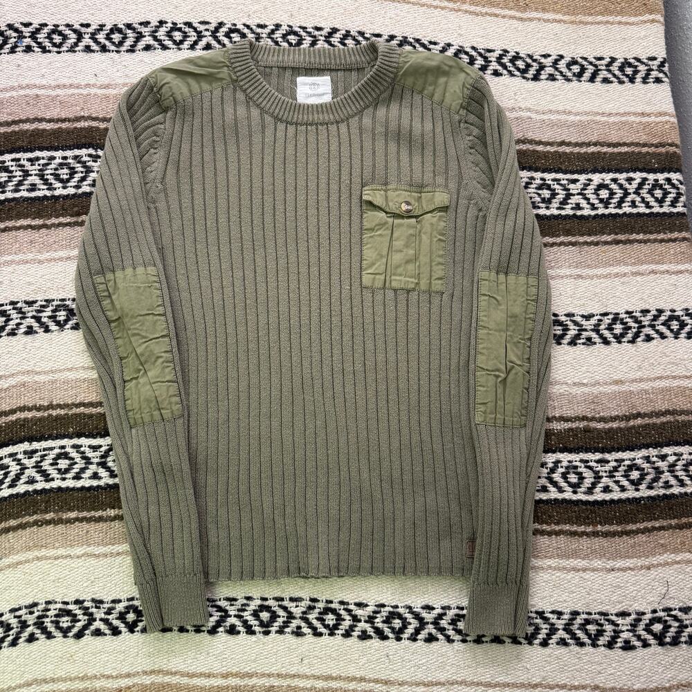 Women's Element Skateboards Green Ribbed Commando Crewneck Pullover Sweater Sz L